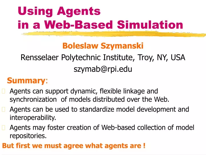 using agents in a web based simulation