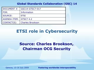 ETSI role in  Cybersecurity