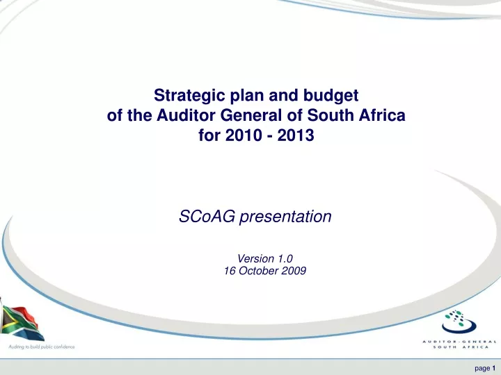 strategic plan and budget of the auditor general of south africa for 2010 2013