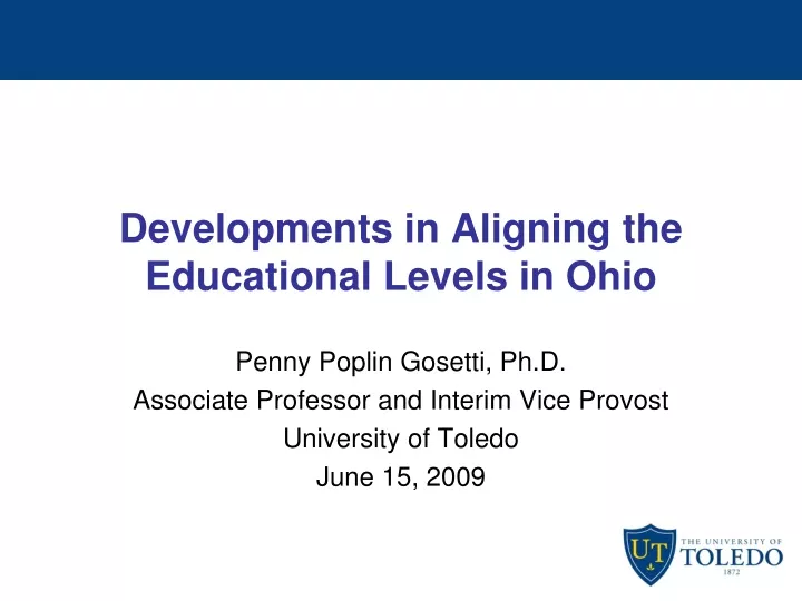 developments in aligning the educational levels in ohio