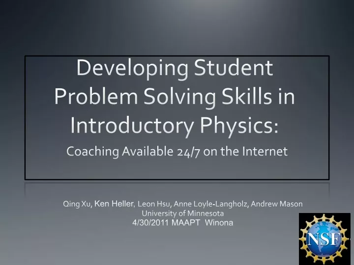developing student problem solving skills in introductory physics