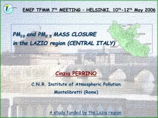 PM 10  and PM 2.5  MASS CLOSURE  in the LAZIO region (CENTRAL ITALY)