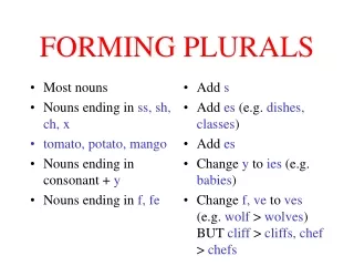 FORMING PLURALS