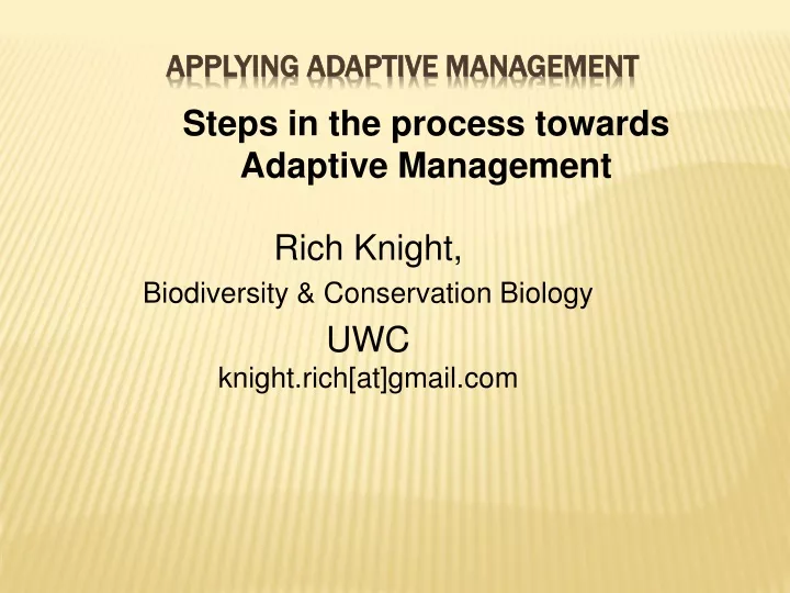 applying adaptive management