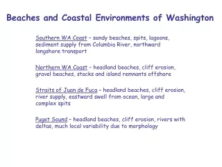 Beaches and Coastal Environments of Washington