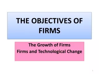THE OBJECTIVES OF FIRMS