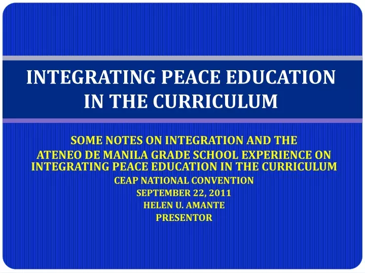 integrating peace education in the curriculum