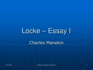 Locke – Essay I