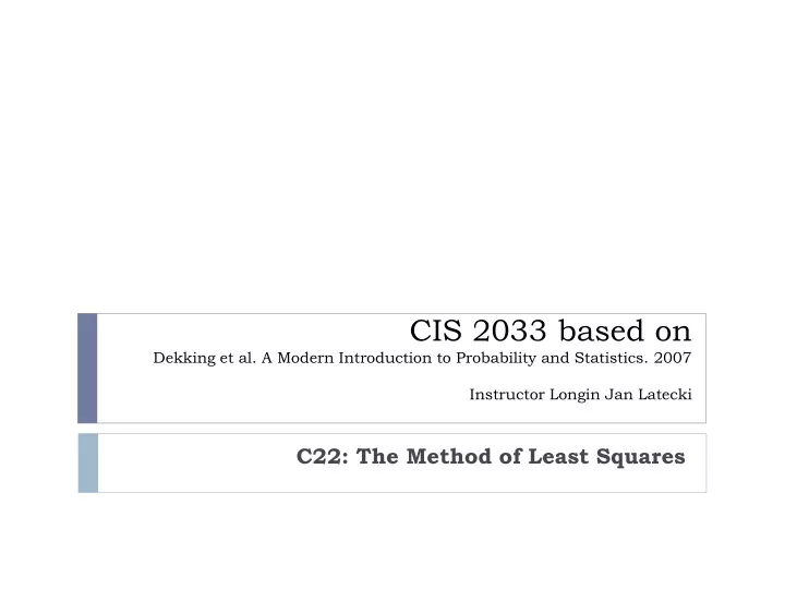 cis 2033 based on dekking et al a modern