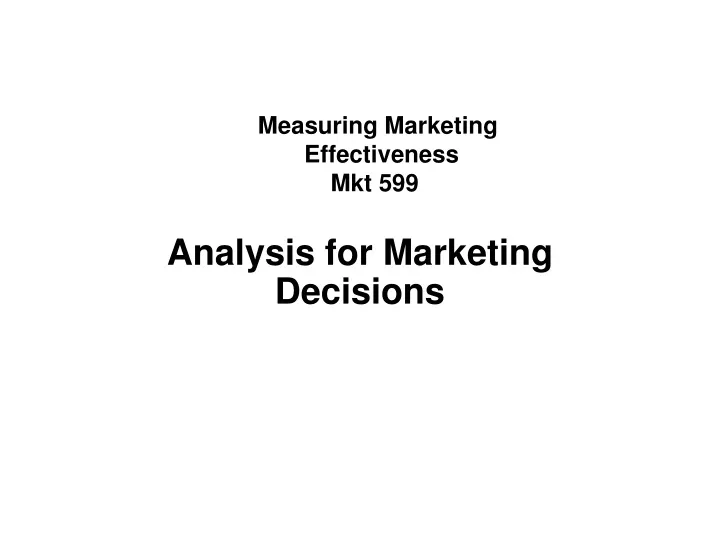 analysis for marketing decisions