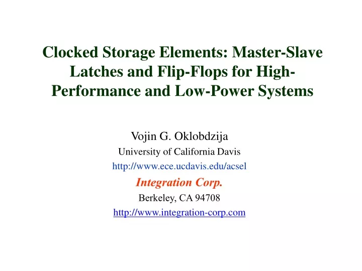 clocked storage elements master slave latches