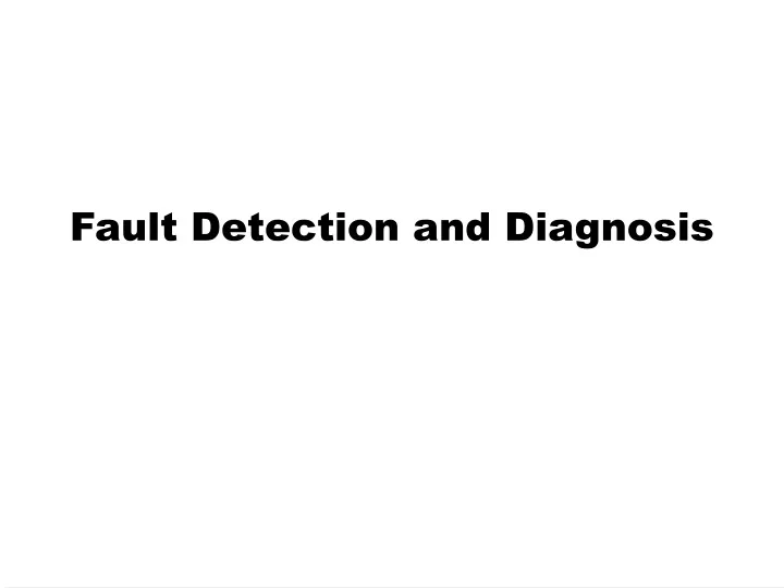 fault detection and diagnosis