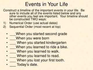 Events in Your Life