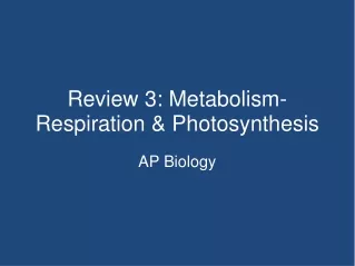Review 3: Metabolism-Respiration &amp; Photosynthesis