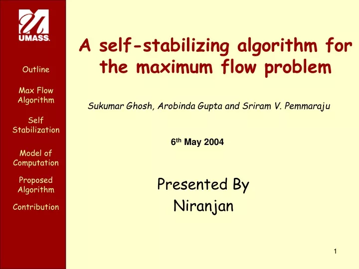 a self stabilizing algorithm for the maximum flow problem