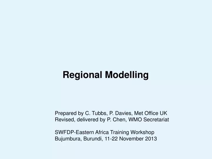 regional modelling