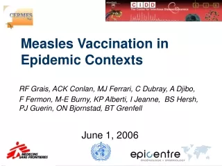 Measles Vaccination in Epidemic Contexts