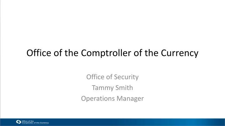 office of the comptroller of the currency