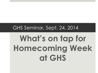 GHS Seminar, Sept. 24, 2014