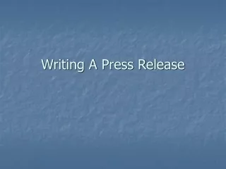 Writing A Press Release