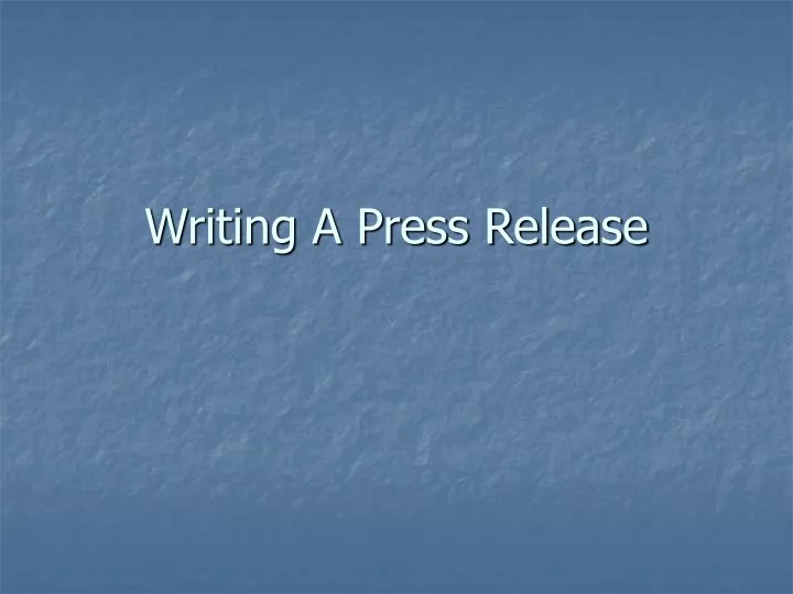 writing a press release
