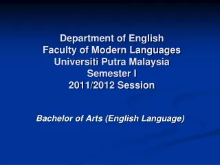 Bachelor of Arts (English Language)
