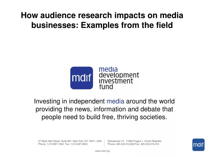 how audience research impacts on media businesses