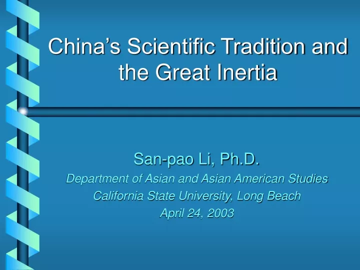 china s scientific tradition and the great inertia
