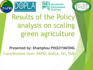 Results of the Policy analysis on scaling green agriculture