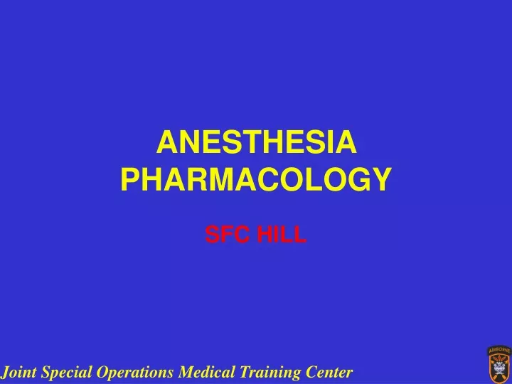 anesthesia pharmacology