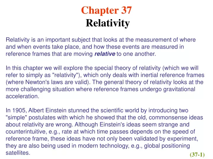 chapter 37 relativity relativity is an important
