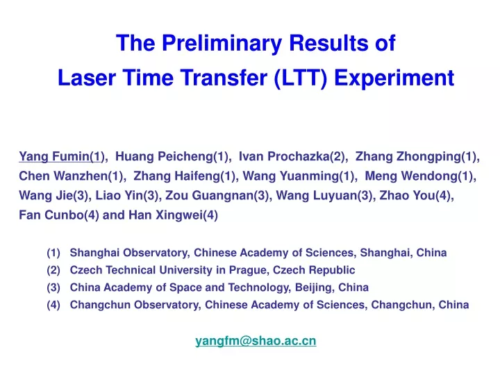 the preliminary results of laser time transfer