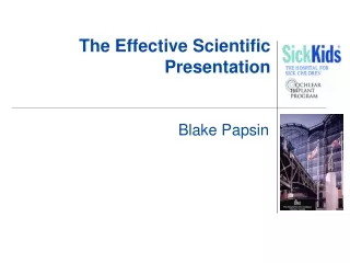 The Effective Scientific Presentation