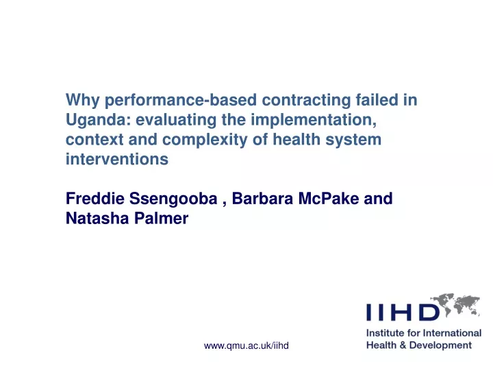 why performance based contracting failed