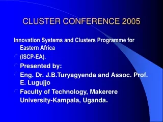 CLUSTER CONFERENCE 2005