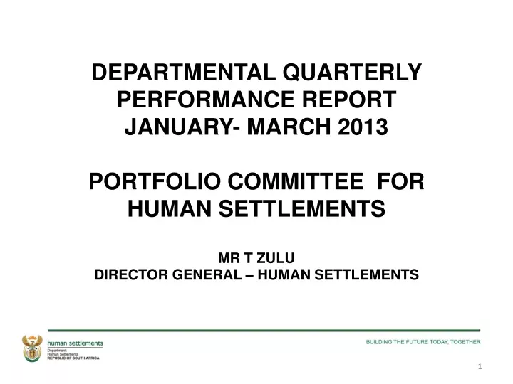 departmental quarterly performance report january