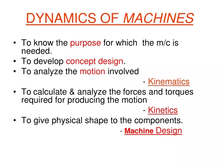 dynamics of machines