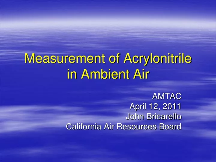 measurement of acrylonitrile in ambient air