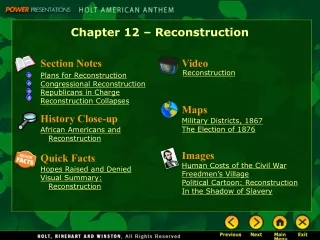 Chapter 12 – Reconstruction