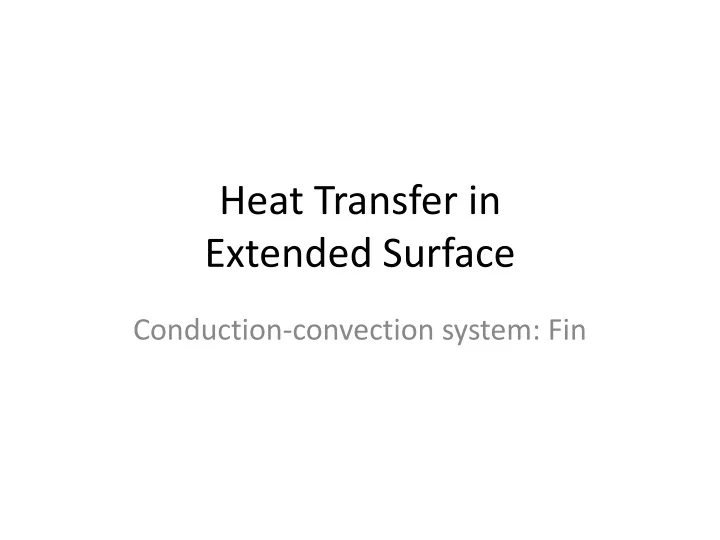 heat transfer in extended surface