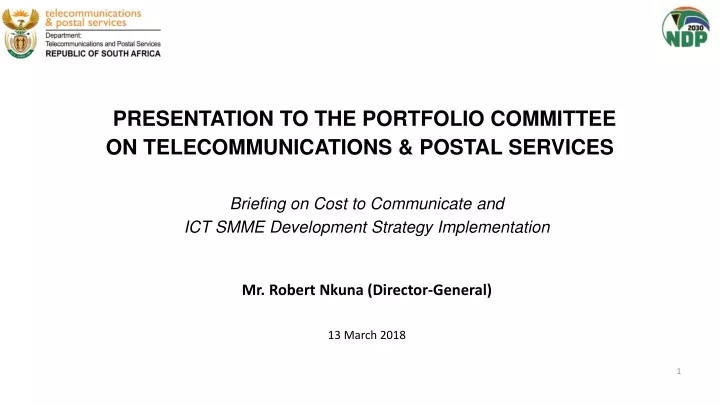 presentation to the portfolio committee on telecommunications postal services