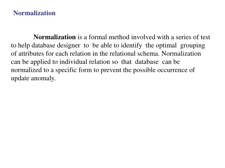 normalization