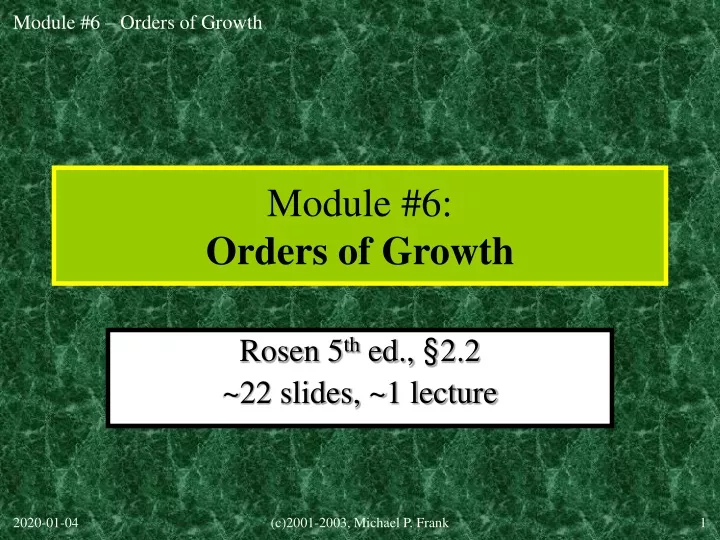 module 6 orders of growth