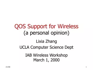 QOS Support for Wireless (a personal opinion)