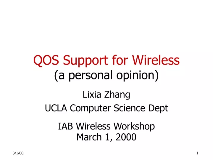 qos support for wireless a personal opinion