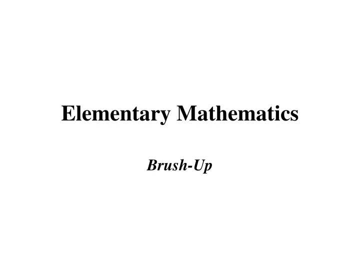 elementary mathematics