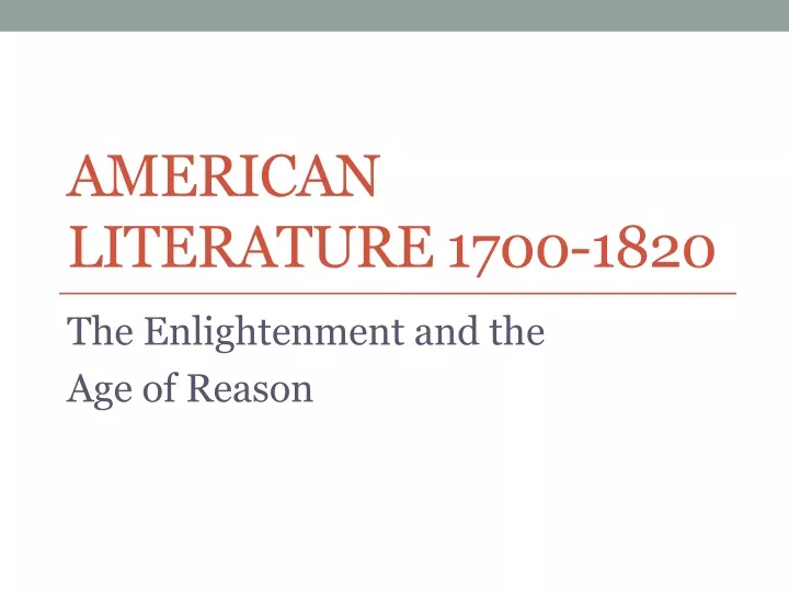 american literature 1700 1820