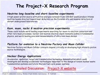 The Project-X Research Program