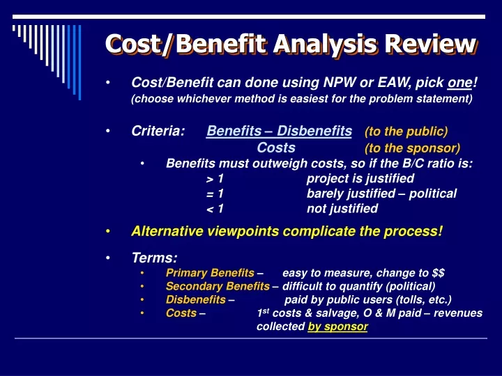 cost benefit analysis review
