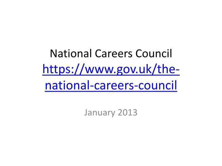 national careers council https www gov uk the national careers council